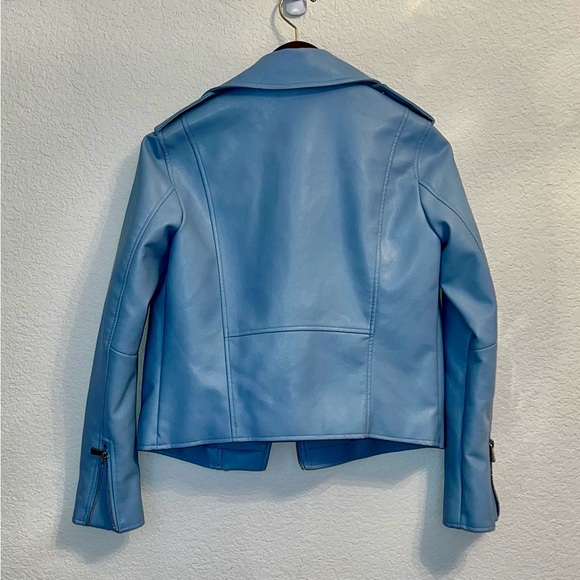 Lulus Out for the Night Light Blue Vegan Leather Moto Jacket - XS - Picture 4 of 4